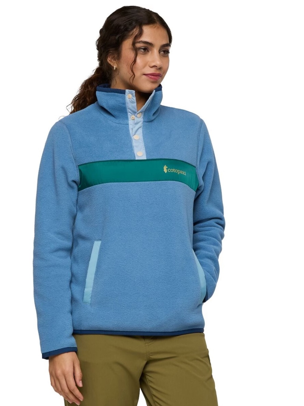 Cotopaxi Women's XL Teca Fleece Pullover Jacket Light Blue NWT Front Snap